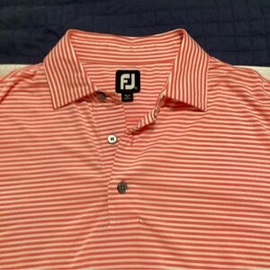 FootJoy Men's Coral White Striped golf Polo Shirt
